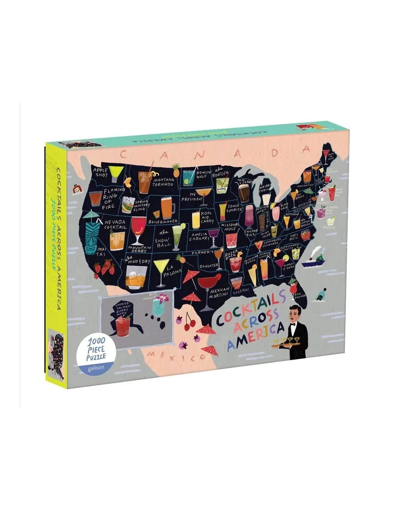 Galison Cocktail Map of the USA 1000 darabos kirakó