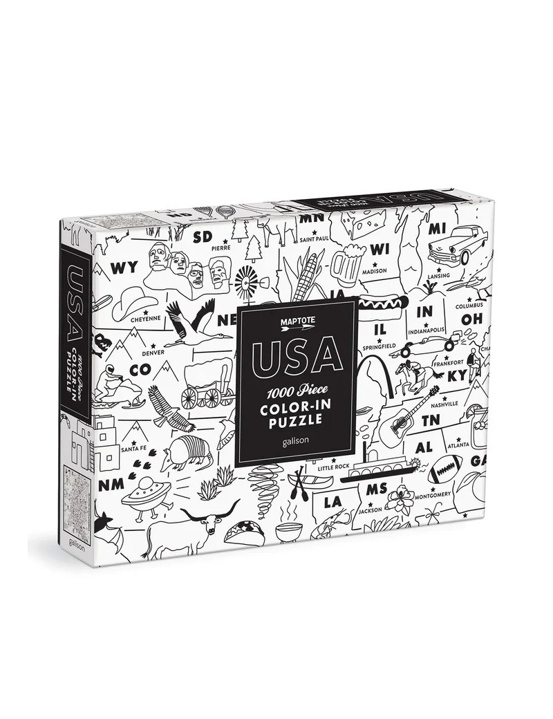 Galison Maptote USA kiszínezhető 1000 darabos kirakó