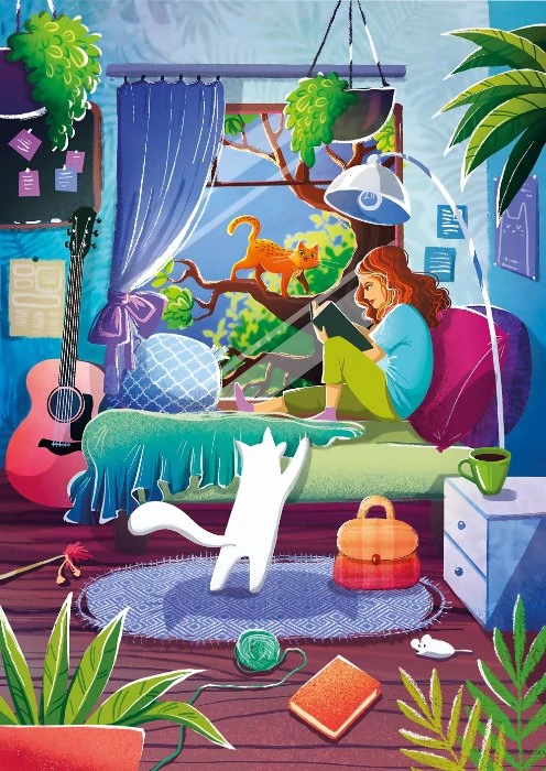 Magnolia Girl & Cats 1000 darabos kirakó